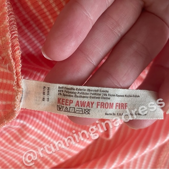 NWOT Free People Outside The Lines Stripped Long Sleeve Lounge Top Pink Medium - Picture 9 of 11